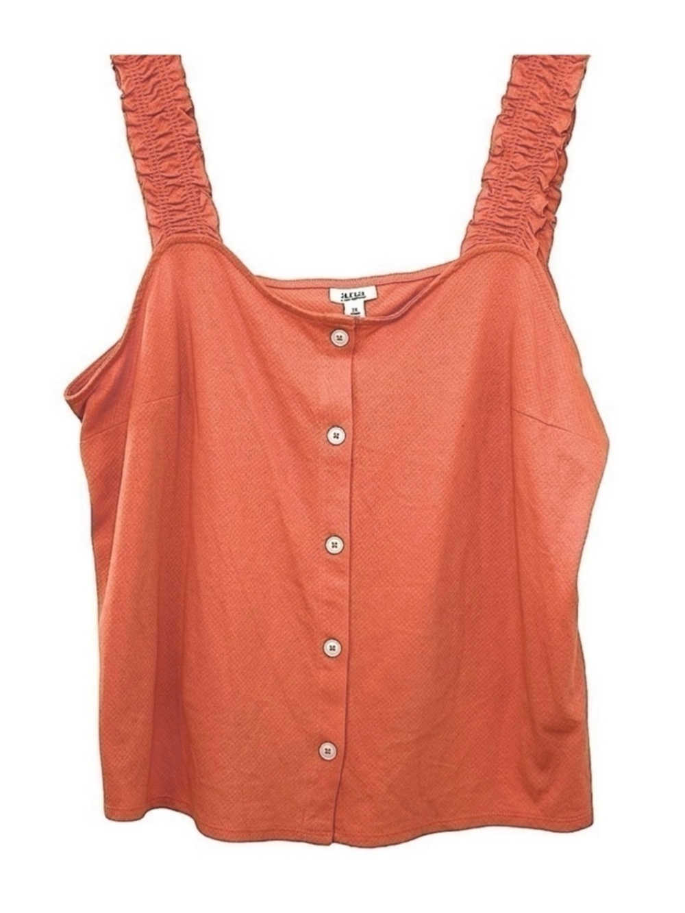 A.N.A Tank Top with Elasticized Ruffle Straps in Deep Peach